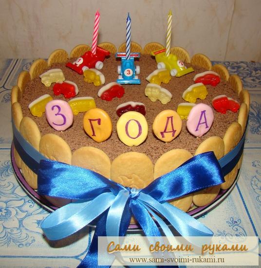 Простой торт для девочки 3 года на её день рождения