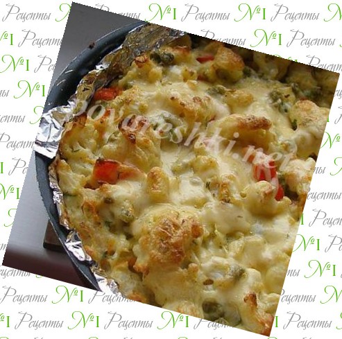 запеканка из цветной капусты с куриным запеканка из цветной капусты с куриным
